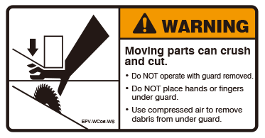 Moving parts can crush and cut